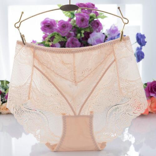 Sexy Women Briefs Gauze Lace Panties High Waist Hip Plus Size Underwear for Women