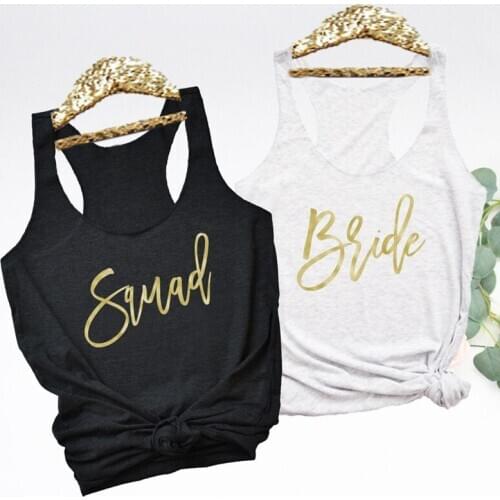 Vest Squad Bride Tank Tops Cute Bridesmaid And Bachelorette Party Tanks Retro Racerback Matching Bridal Wedding Celebrity Shirt