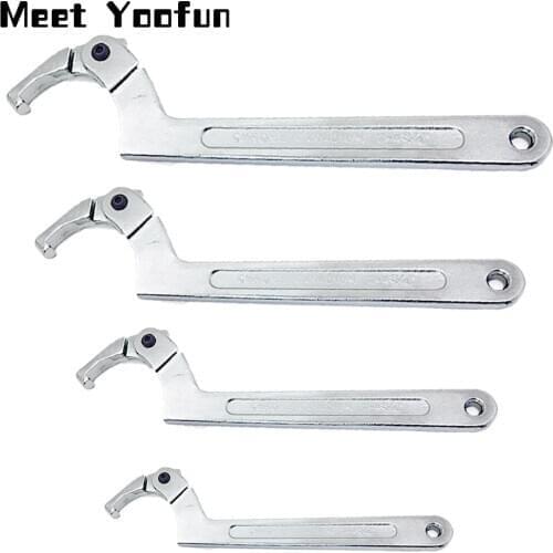 1set Adjustable Type C Hook Spanner Square Head Wrench Nuts Bolts Hand Tools 19-51 mm 32-76 mm 51-120 mm 115-170mm with scale