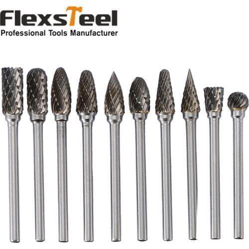 10pcs 1/8" 3mm Tungsten Carbide Drill Bits Rotary Burrs Grinding Woodworking Metal Polish Milling Cutters For Dremel Drill Bit