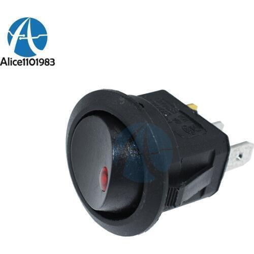 10PCS AC 125V/250V 3 Pins Car Round Dot Red LED Light Rocker Toggle Switch With A Kyhole Slot