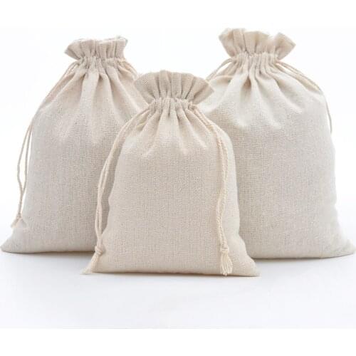 100Pcs Pure white Mini cotton Drawstring Party Wedding Cosmetic Jewelry Gift Storage Pocket Pouches Packaging Bags