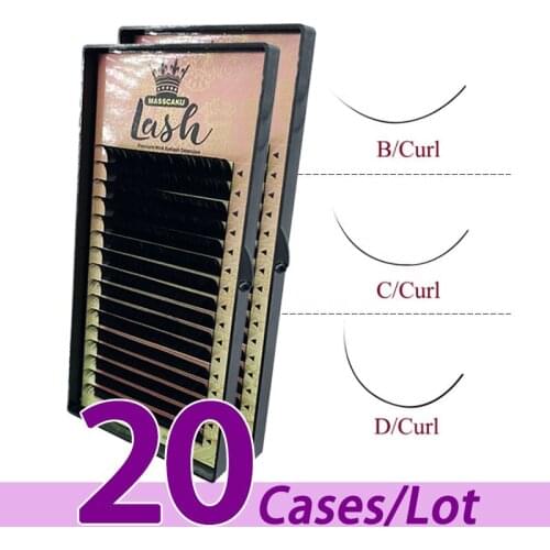 20case/lot MASSCAKU individual best siberian mink eyelash private label supply more comfortable faux eyelash extension Tray