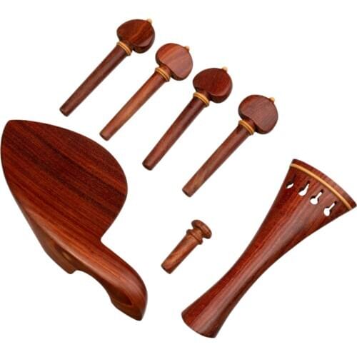 4/4 Violin Chinrest Tailpiece Endpin Violin DIY Parts Accessories Red Wood