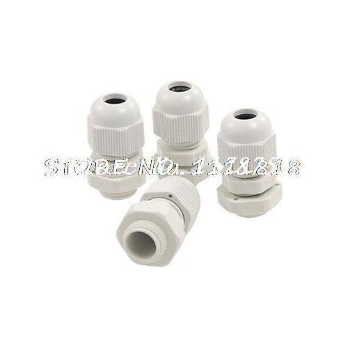 4 Pcs White Plastic PG7 Water Proof Cable Connectors
