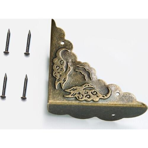 4pcs Metal Corner Brackets Decorative Gift Wine Jewelry Packaging Box Wooden Angle Frame Protector Guard Furniture Accessories
