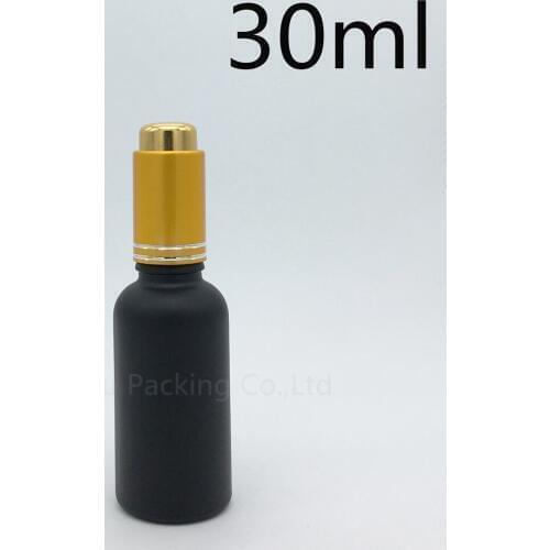 480pcs 30ml black frosted glass essential oil bottle with gold cap dropper 30cc glass perfume bottles