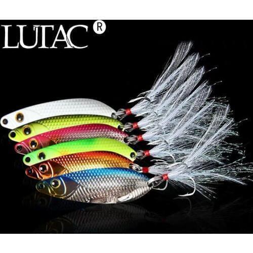 6 pcs mixed color LUTAC fishing lure spoon metal lure casting Chinese fishing bait