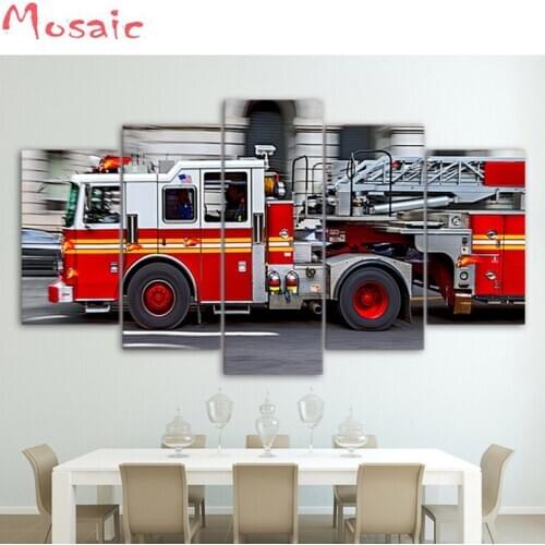 New "Fire truck" diamond painting 5d diy diamond painting car, full & round/square diamond cross stitch, living room decoration