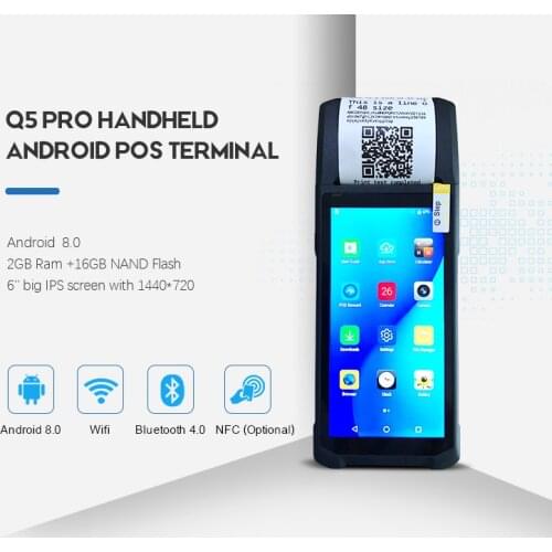 Android Handheld Terminal Android Rugged PDA Barcode Camera Scanner Pos terminal built in thermal 58mm