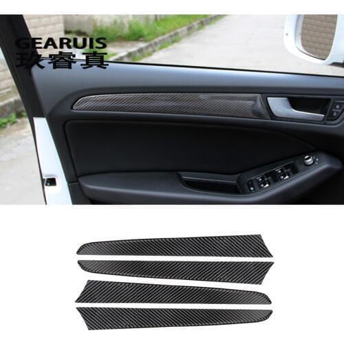 Car styling Carbon Fiber Interior Handle Covers Trim Door Bowl strip Stickers decorative for Audi Q5 2009-2017 auto accessories