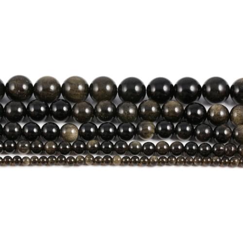 Natural Stone Beads Round obsidian stone Loose Spacer Exquisite Beaded For Jewelry Making DIY Bracelet Necklace Accessories