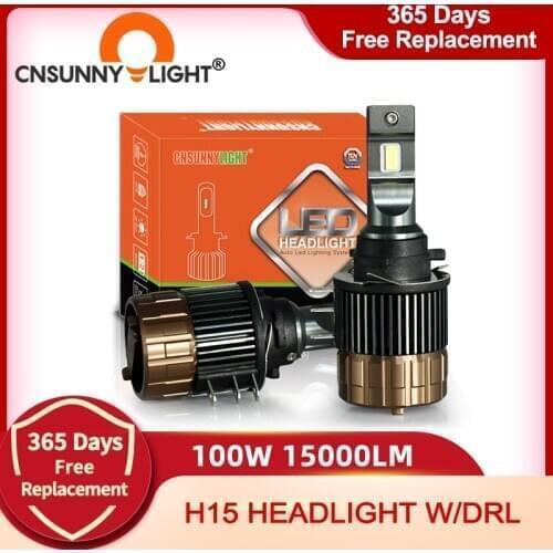 CNSUNNYLIGHT H15 LED Canbus Day Running Lights Car Headlight 15000Lm DRLs For Mazda/BMW/Mercedes GLK/A180/Audi Q7 A6 A3/Golf 6 7