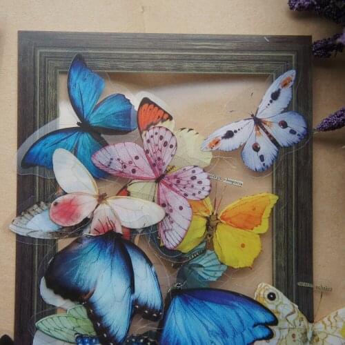 40pcs Forest Flying Butterfly Frame Style PVC Sticker Scrapbooking DIY Gift Packing Label Decoration Tag