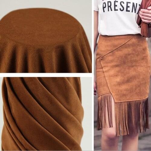 Drapery Polyester Spandex Stretch Suede Fabric 150cm Width Heavy Thick Four Way Stretchable for Trousers Dress Skirt Coat