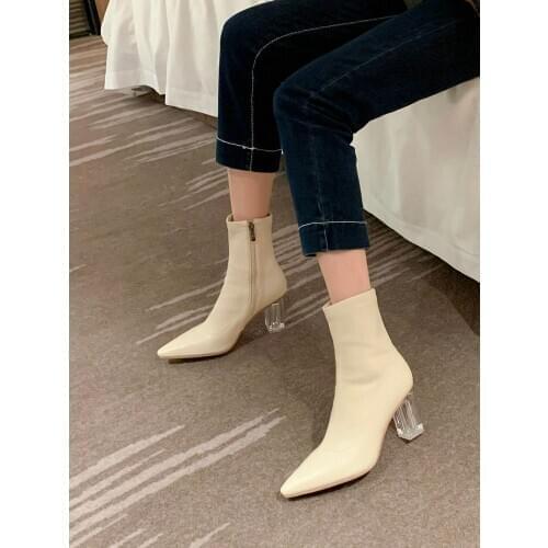 EshtonShero Women Shoes Stretch Fabric Platform Zipper High Heel Pointed Toe Ankle Boots Winter Ladies Chelsea boots Size 3-9