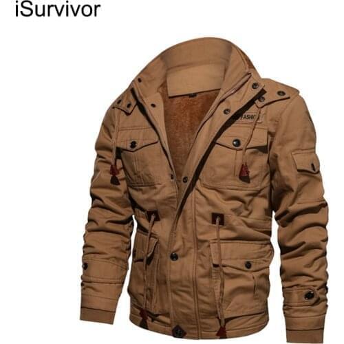 ISurvivor 2021 Men Thick Fleece Jackets Coats Jaqueta Masculina Male Casual Fashion Slim Fit Cotton Zipper Hooded Jackets Hombre