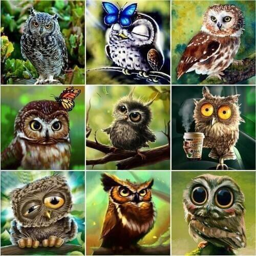 Round Full Diamond Painting Owl Handicrafts Rhinestone Art Diamond Embroidery Sale Animals Full Square Mosaic Home Decor Gift