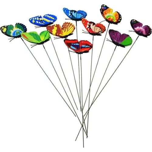 Kawaii Colourful Butterfly Stick Toy Diy Home Garden Decoration G7W6