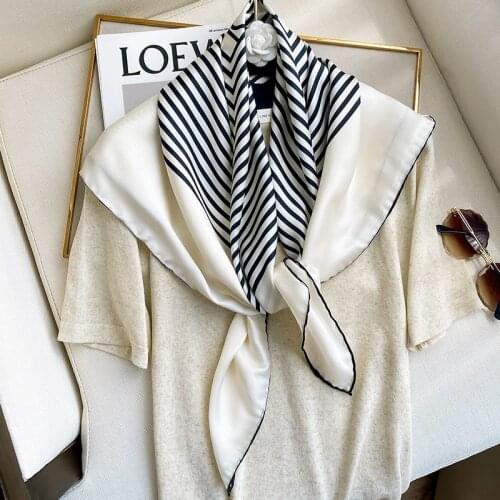 KOI LEAPING new classic stripe fashion hand stitch twill silk 90 large square scarf decorative scarf shawl gift