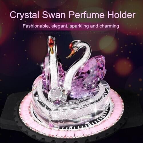 Hot Creative crystal heart-shaped double swan Car home ornament decoration Car perfume seat holder