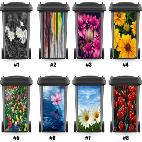 LEEDECAL Flower Rubbish Bin Sticker Removable self adhesive Kitchen Accessories wall stickers wallpaper home office decor