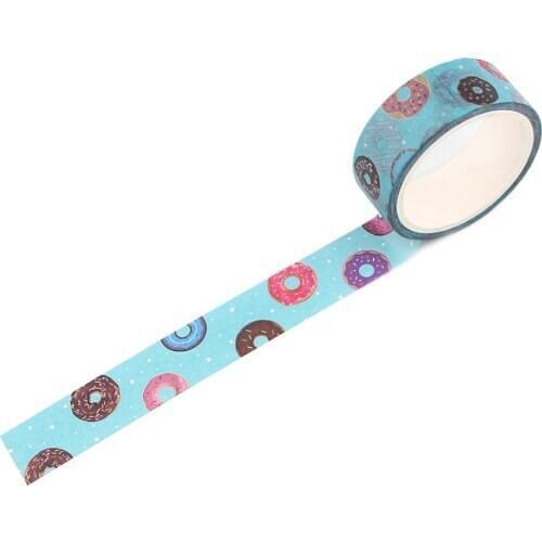 LX474 Donuts Cute DIY Scrapbooking Sticky Adhesive Washi Paper Tape Printed Patterns Stickerss
