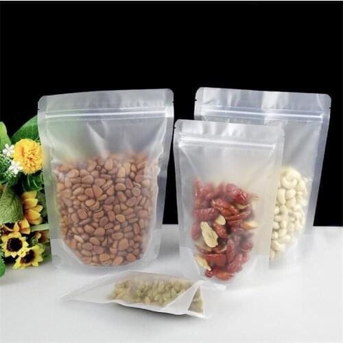 100pcs Stand up Frosted Plastic Zip-Lock Bag Matt Translucent Coffee Matt Beverage Snack Cookie Gift Packaging Bags