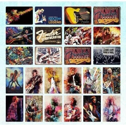 Metal Tin Sign Retro Rock 'N' Roll Music Signs Vintage Music Poster Wall Art Decor For Music Cafe Pub Club Bar Iron PlaqueBrand