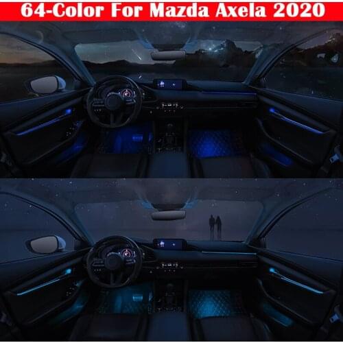 For Mazda Axela 2020 Car Ambient Light Set Button Control Decorative 64-Color illuminated Atmosphere Lamp LED strip