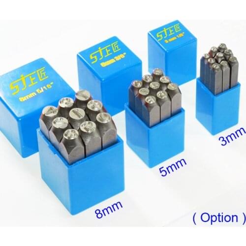3mm (1/8") 4mm 5mm (3/16") 6mm (1/4") 8mm 5/16" 10mm 12.5mm Steel Metal Number Stamp Stamp 4mming Kit Set