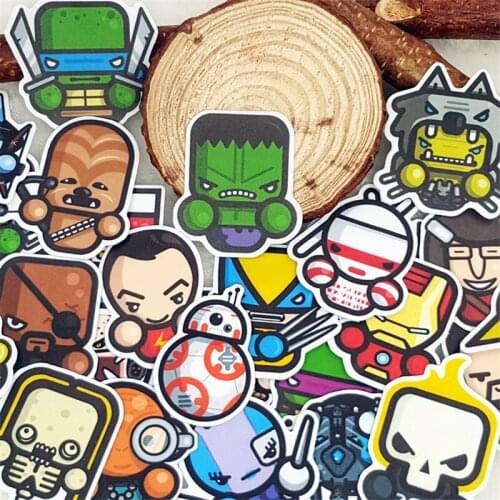 40 pcs/pack Paper Meng rounding robot Sticker Toys The Luggage Stickers For Moto Car & Suitcase Cool Fashion Laptop stickers