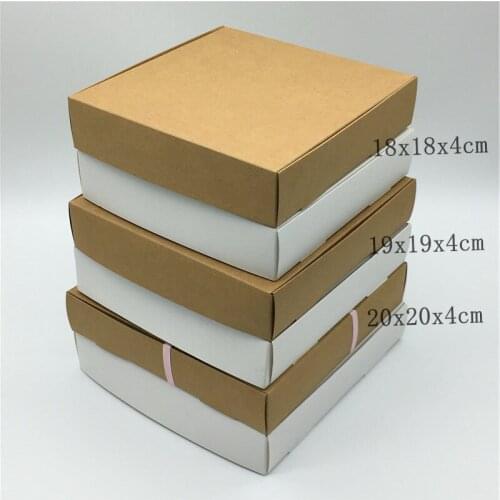 New Big Kraft Gift Box 3 Sizes White Cardboard Jewelry Packing Box Handmade Package Wedding Favors Decoration Boxes