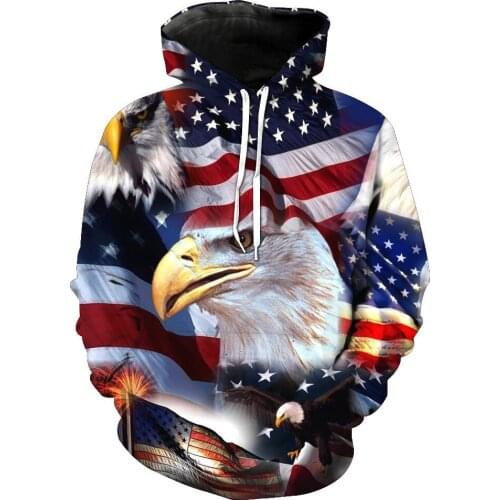 2021 New USA Hoodies Men/Women Sweatshirt Hooded United States America Independence Day Hoody 3D National Flag Men clothing Tops
