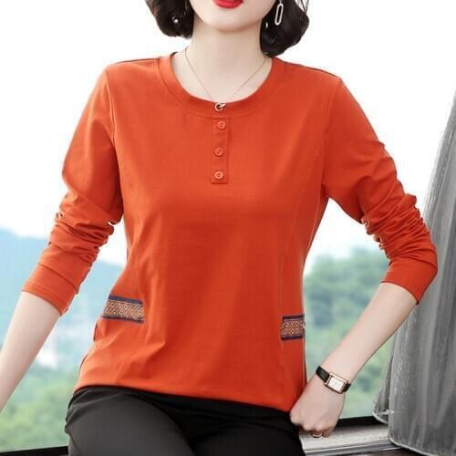 Shintimes New Patchwork Plus Size T Shirt Women Long Sleeve Cotton Tshirt Casual T-Shirt 2020 Fall Woman Clothes Tee Shirt Femme