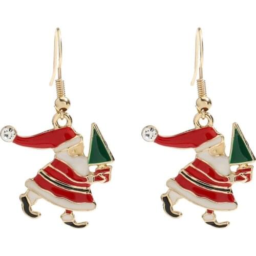 New Christmas Santa Claus Earrings for Women Girl Trendy Handmade Tree Drop Earrings Jewelry Gifts Christmas Party Accessories