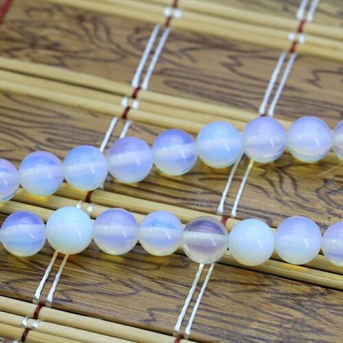 Charming Imitation White Opal Stone 8mm Round Loose Beads 15inch Accessories DIY Wholesale Handmade Jewelry Making Design Gift