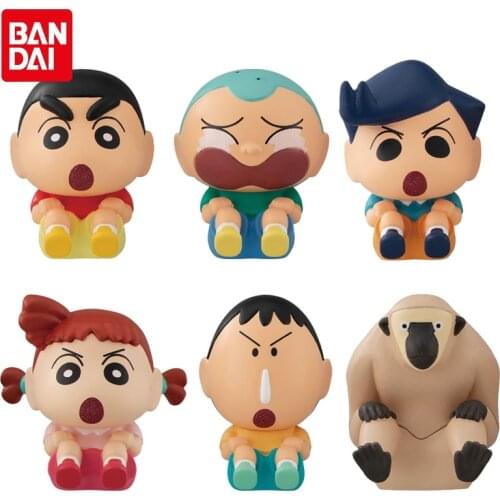 Bandai Genuine Gacha Toys Anime Crayon Shin-chan Shiro Nohara Himawari Queuing Series Action Figure Model Ornaments Kids Gifts