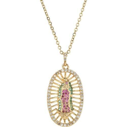 ZMZY Stainless Steel Charm Virgin Mary Pendant Necklaces for Women Men Christian Religious Jewelry Cross Trendy Chain Jewelry