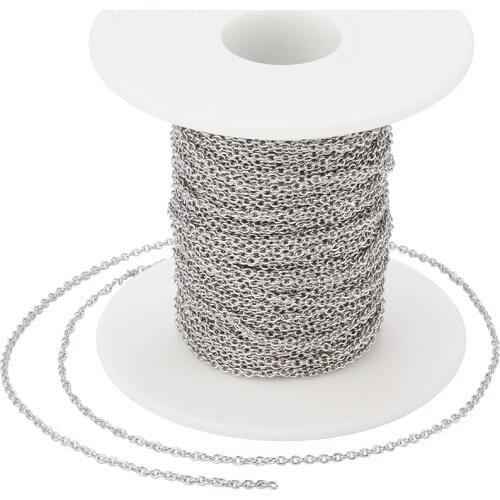 25m/roll 2x1.5x0.4mm Thin Soldered 304 Stainless Steel Cross Chain Wire for Jewelry Making DIY Necklace DIY Accessories Finding