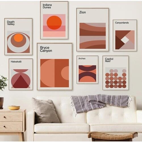 National Park Mid Century Travel Poster Abstract Geometry Minimalist Art Print Canvas Painting Nordic Wall Bedroom Decor Picture