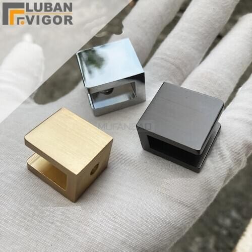Luxury hardware,Brass glass clip/clamp,Bathroom shelf accessories Wine cabinet partitio support,for glass thickness: 8-12MM