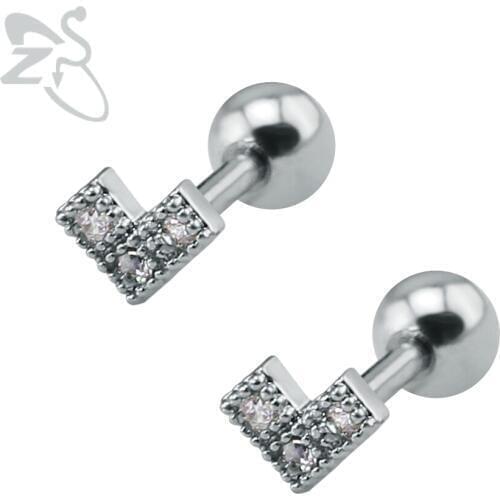 Cute Design Cubic Zirconia Ear Studs Cartilage Earrings Piercings Helix Piercing Women Wedding Party Trendy Crystal Jewelry 2017