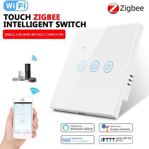 Smart Home EU 1/2/3Gang Smart Wall Touch Switch Zigbee Wireless Connect Tuya Smart Life APP Remote Control For Alexa Google Home