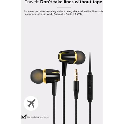 High Quality 3.5mm Standard AUX Jack In-ear Headphones Portable Noise Isolation Sport Earphones With Microphone For Phone Tablet