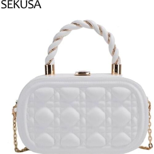 Women Crossbody Bag Weave Flap Bags For Women 2021 Quality Leather Thick Chain Shoulder Messenger Bags Female Handbag And Purse