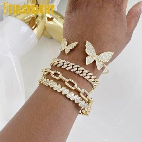 CZ Heart Bracelets & Bangles AAA cz Heart link Bangles For Women Female Fashion Bracelet Jewelry 56-56mm 2020 new