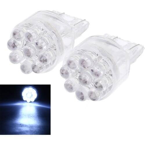 1pair T20 7443 7440 9LED Turn Signal Lamp Brake Tail Light Bulb Pure White DC12V 0.9W 36LM