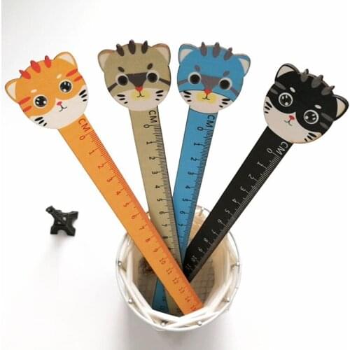 1pcs Kawaii15cm Ruler Measuring Wooden Drawing Tool Mathematics Student Learning Office Supplies DIY Reward Black Sewing