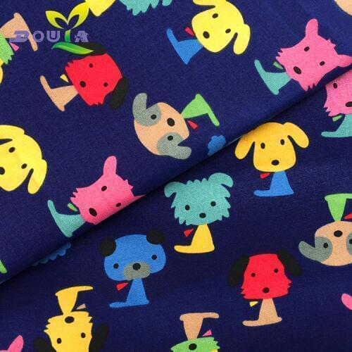 1 yards / blue bottom graffiti printed canvas puppy DIY handmade fabric cloth curtains, sofa table cloth cushion pillow